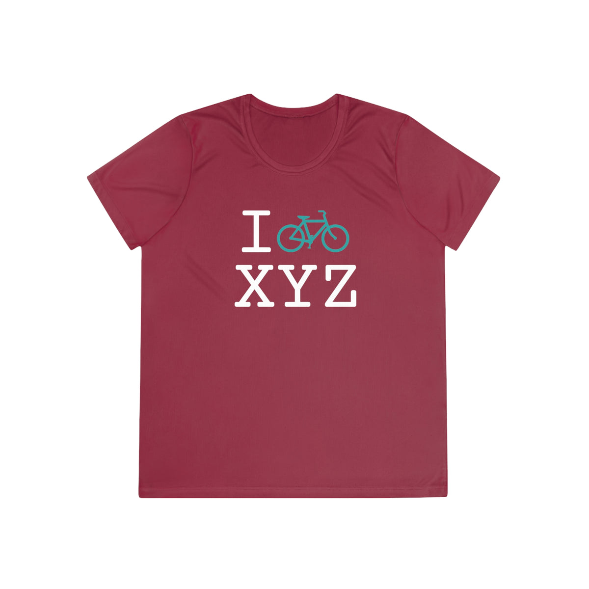 I Bike women's athletic T, teal bike