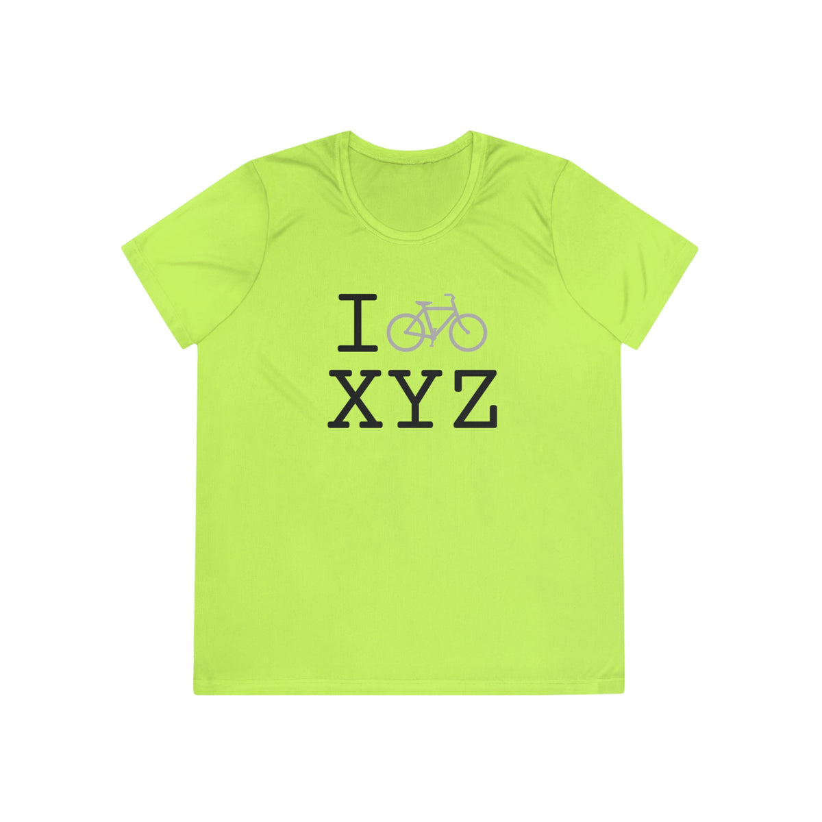 I Bike women's athletic T, grey bike