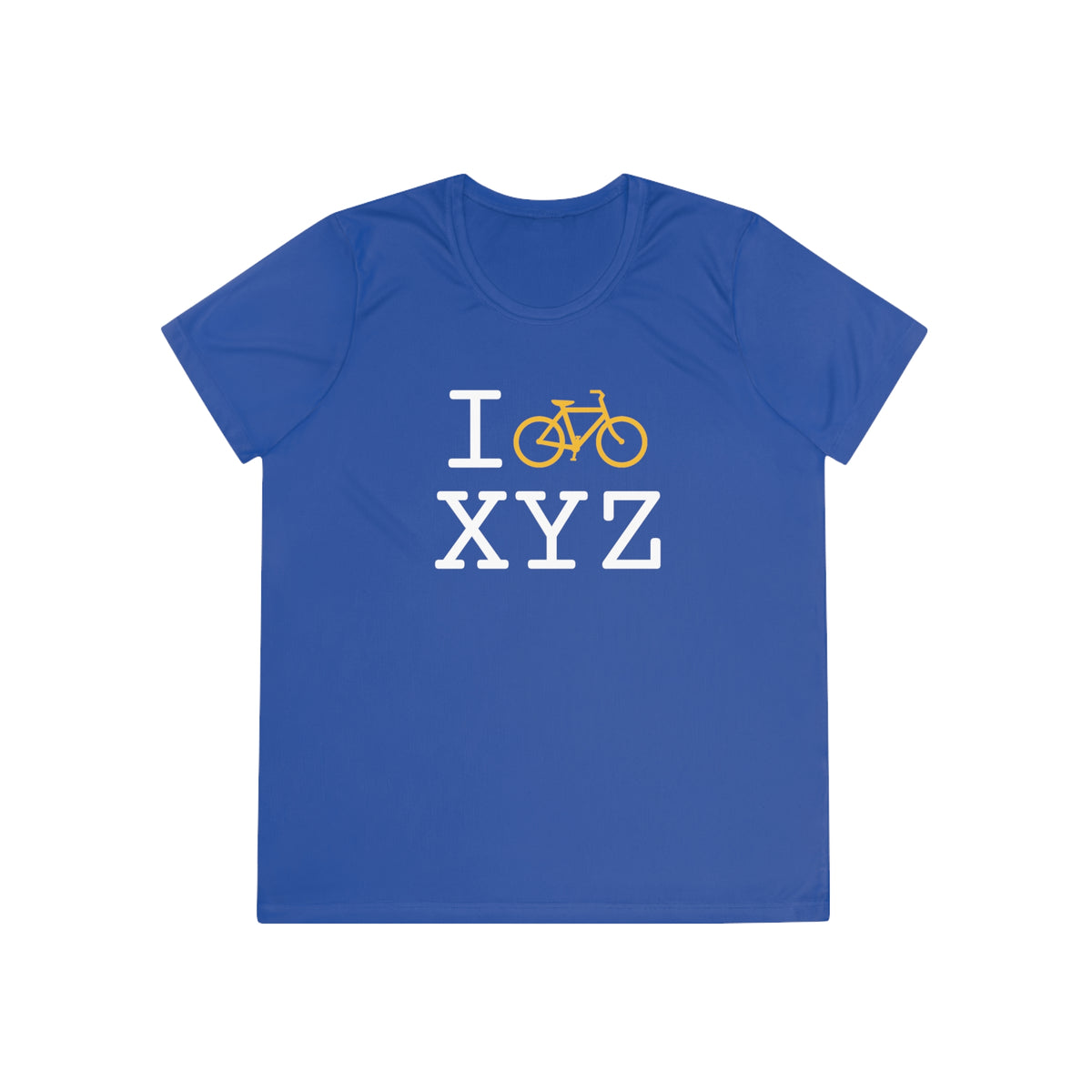 I Bike women's athletic T, yellow bike
