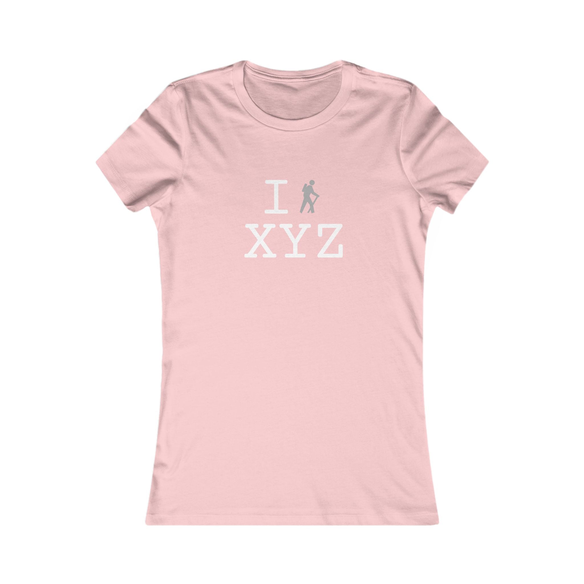 "I Hike ___" women's T, grey hiker