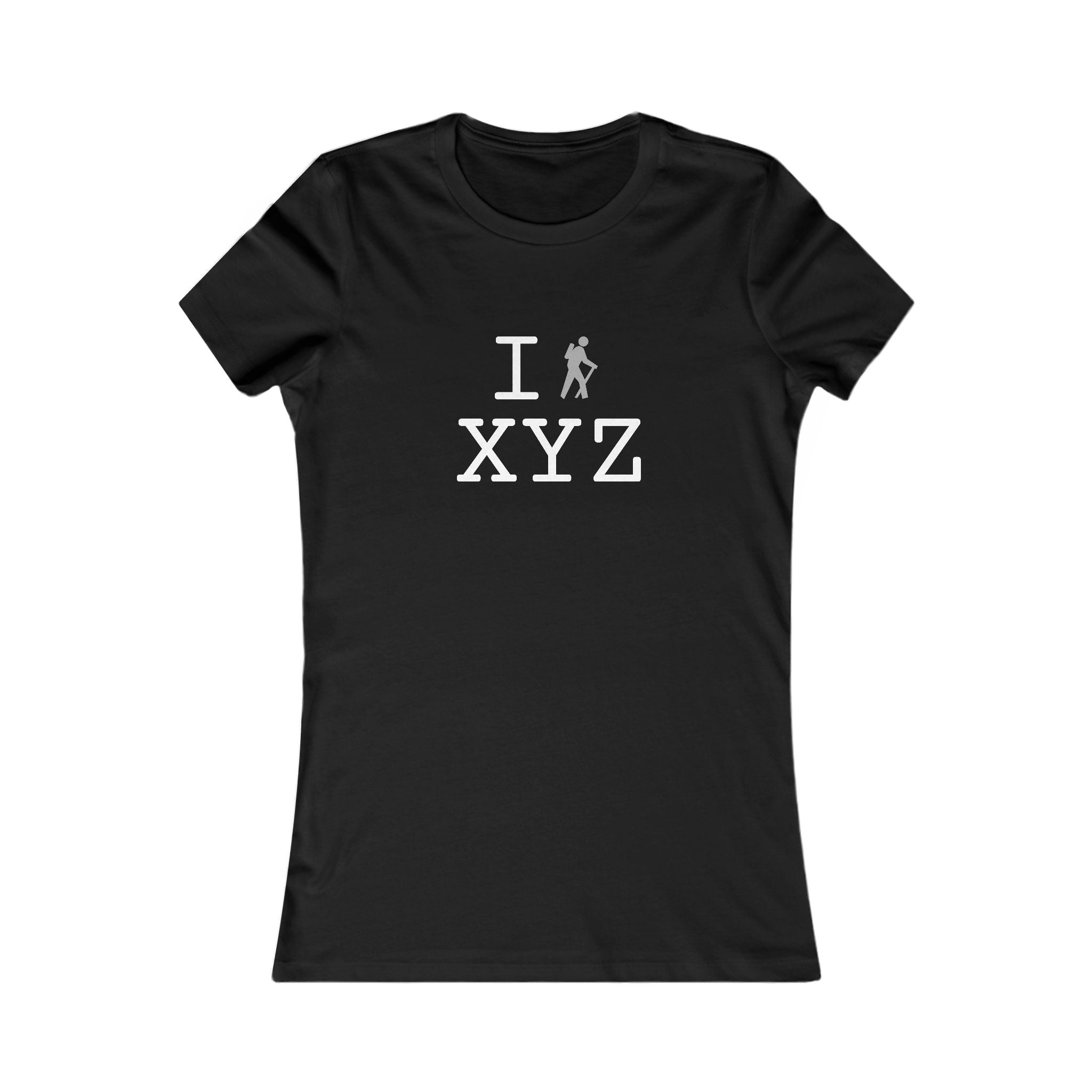 "I Hike ___" women's T, grey hiker