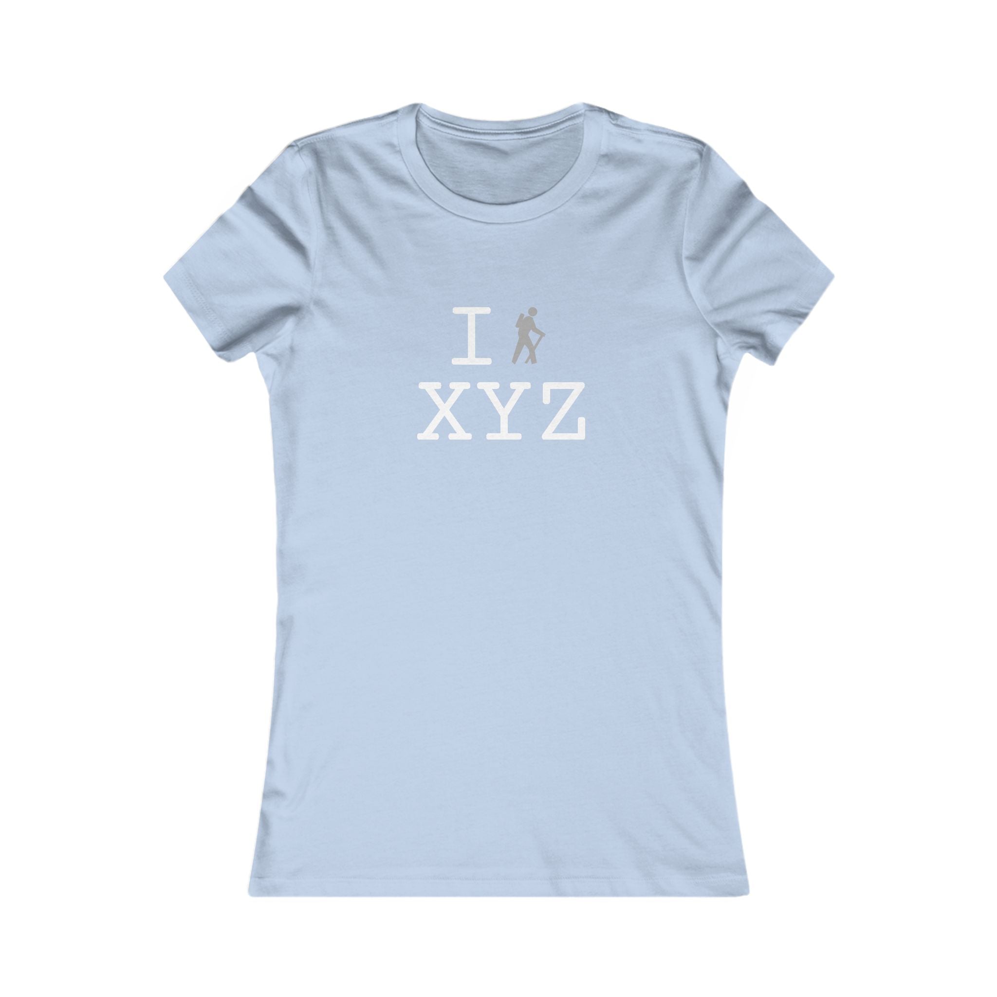 "I Hike ___" women's T, grey hiker