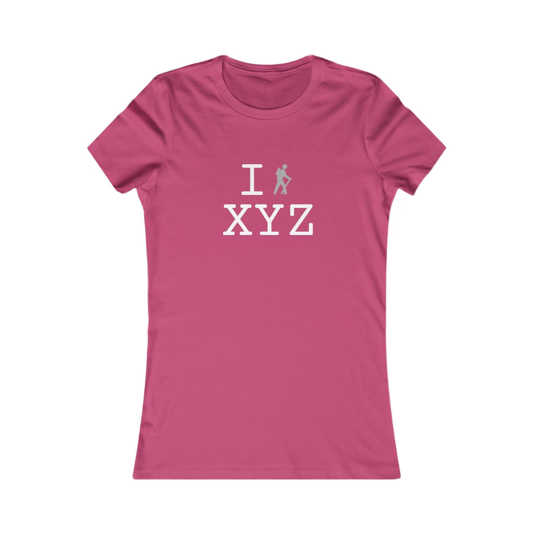 "I Hike ___" women's T, grey hiker