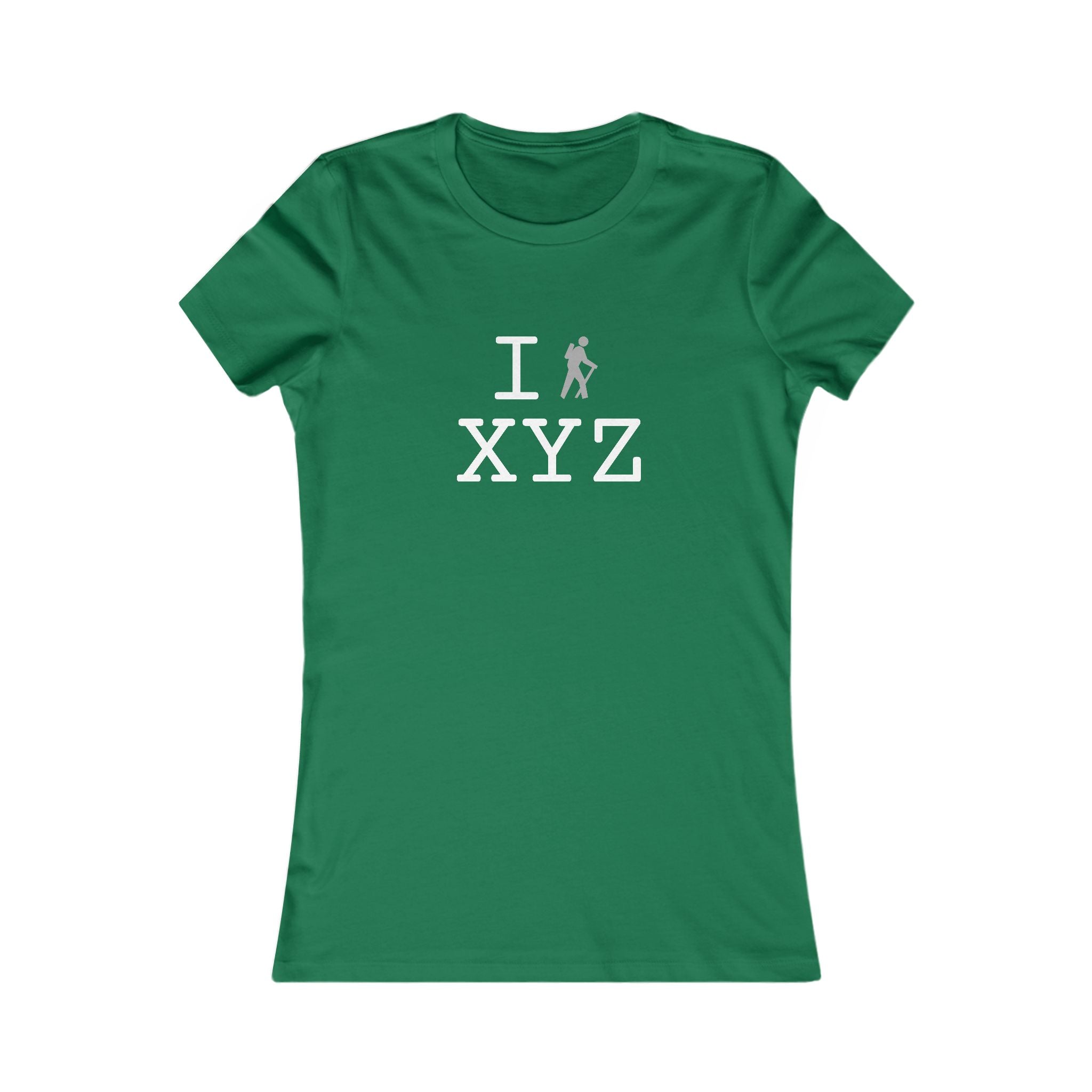 "I Hike ___" women's T, grey hiker