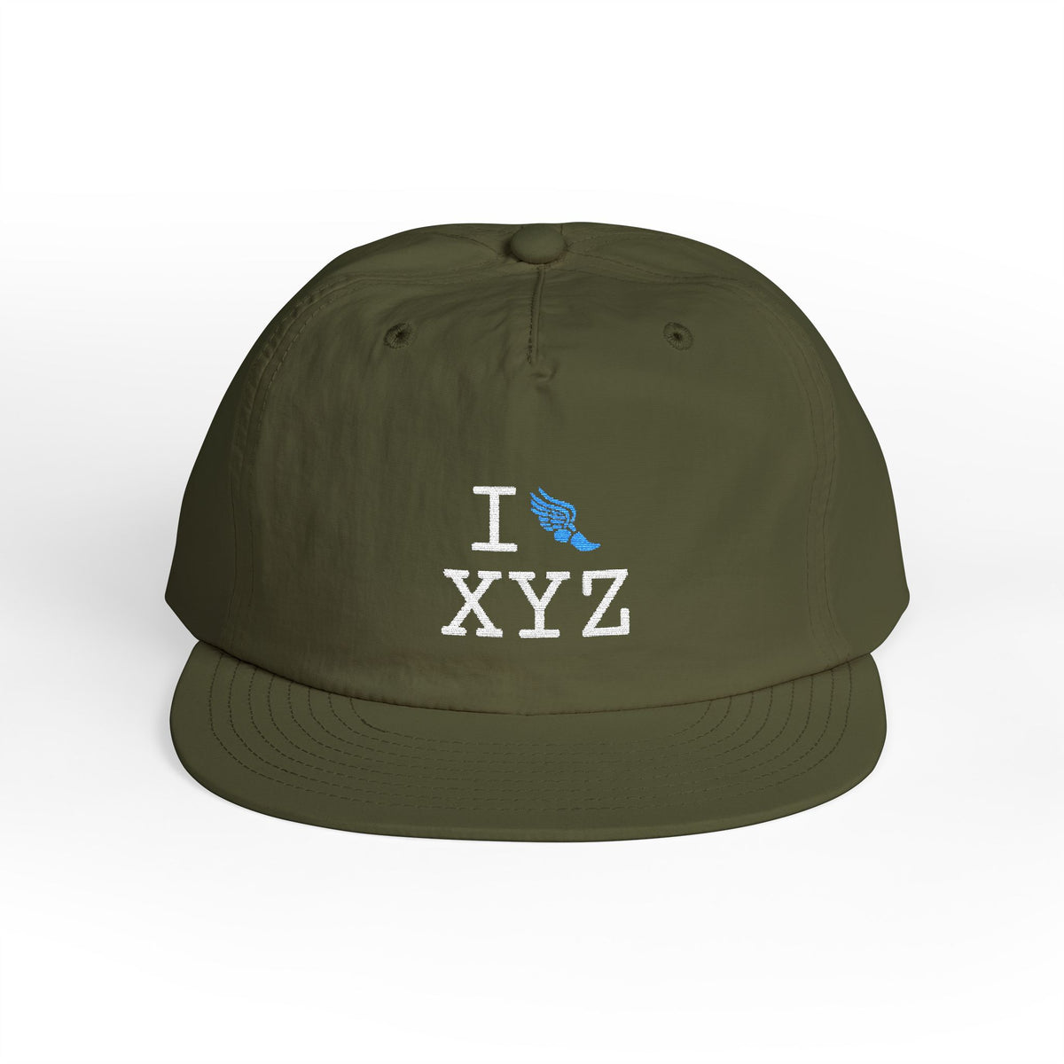 I Run athletic hat, light blue logo